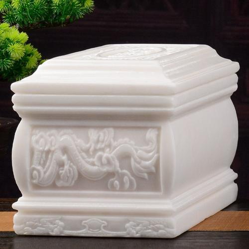 杭图汉白玉玉石骨灰盒下葬用品骨盔盒寿盒棺材盒殡丧用品